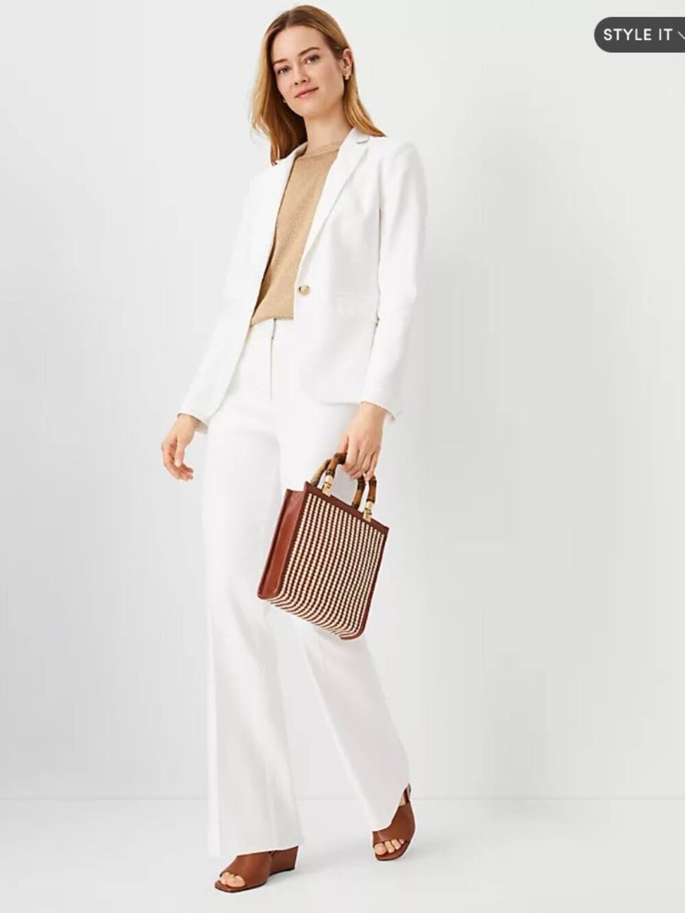 Ann Taylor Petite High Rise Trouser Pant in Linen Blend